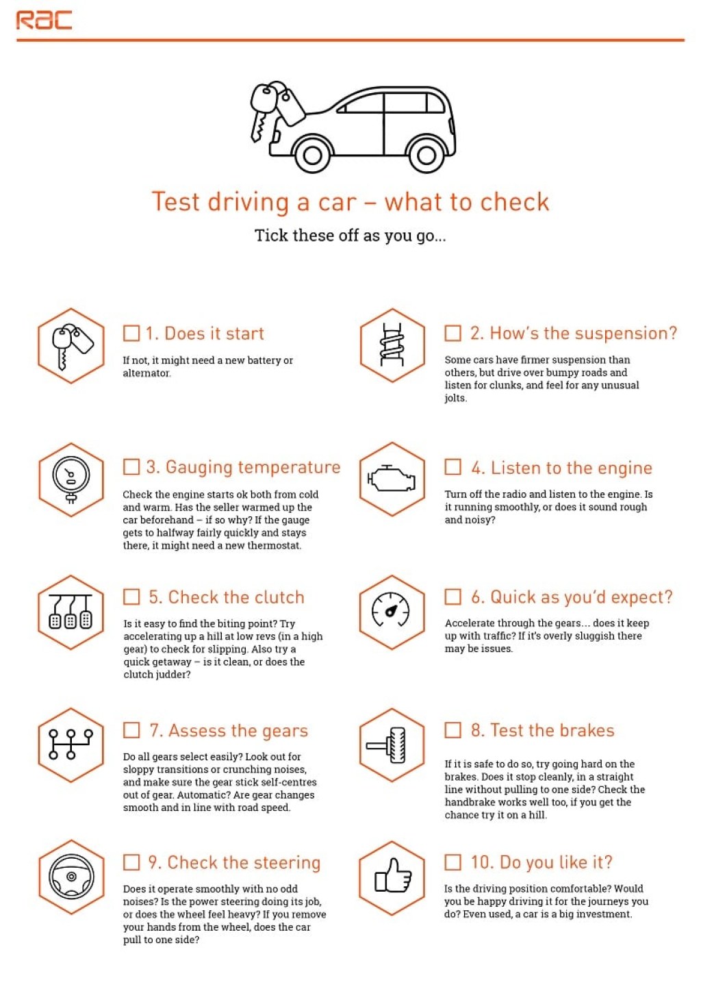 Picture of: Buying a used car – the ultimate checklist  RAC Drive