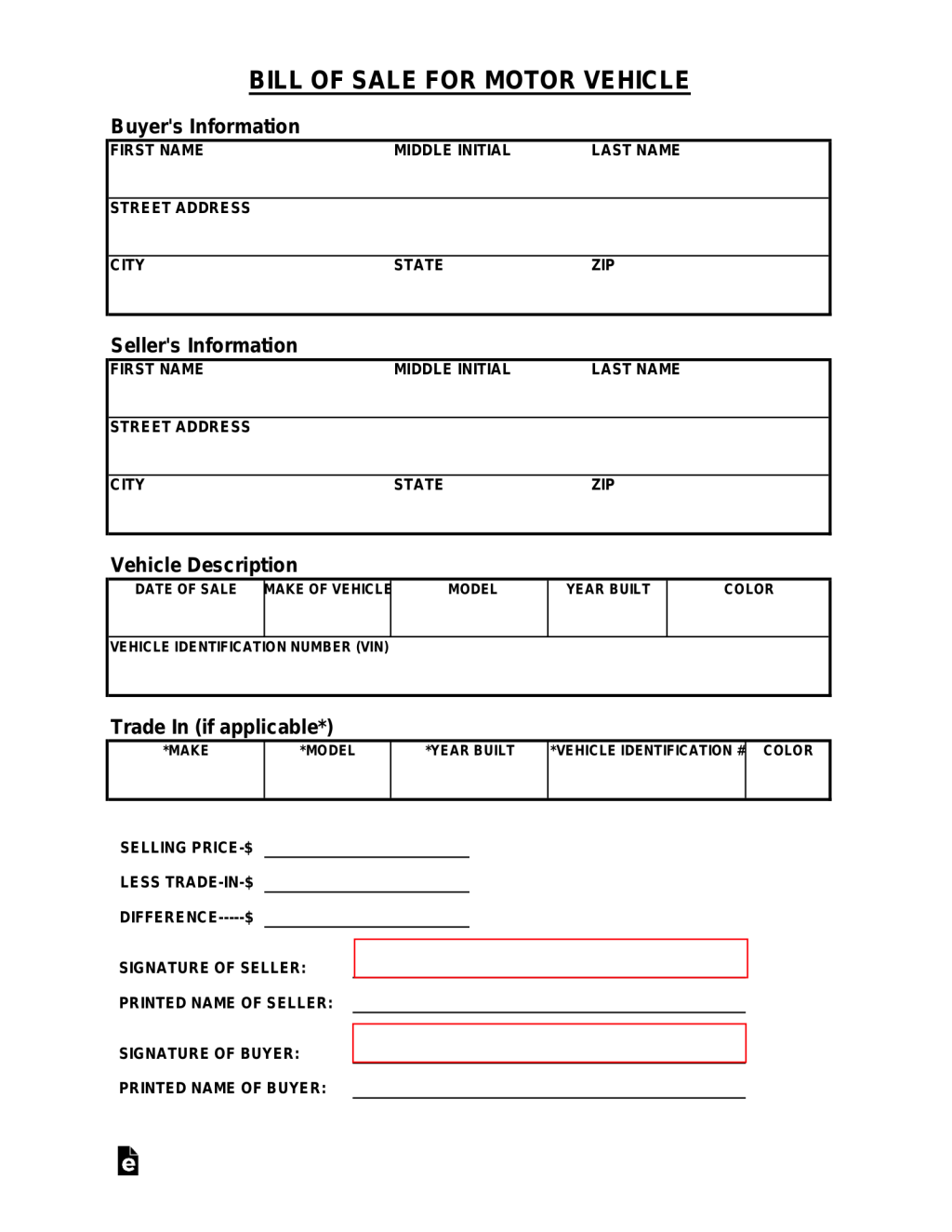 Picture of: Free Tennessee Motor Vehicle Bill of Sale Form – PDF – eForms