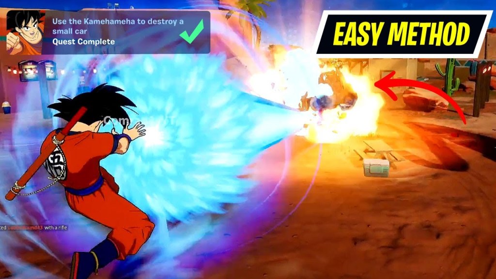 Picture of: Use the Kamehameha to destroy a small car Fortnite
