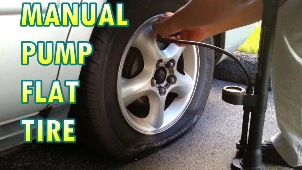 Picture of: Using Bicycle Pump to inflate Flat Car Tire